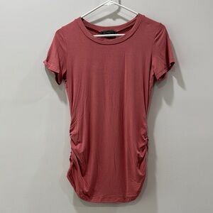 Maternity Vibes Pink Crew Neck Ruched Maternity Top